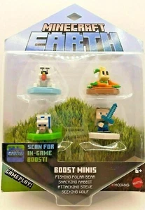 Minecraft Earth Boost Mini 4 pack Polar Bear Seeking Wolf Snacking Rabbit Steve - Picture 1 of 2