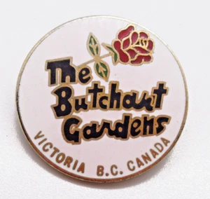 Vintage Butchart Gardens Pin Victoria BC Canada Rose Logo Lapel - Picture 1 of 7