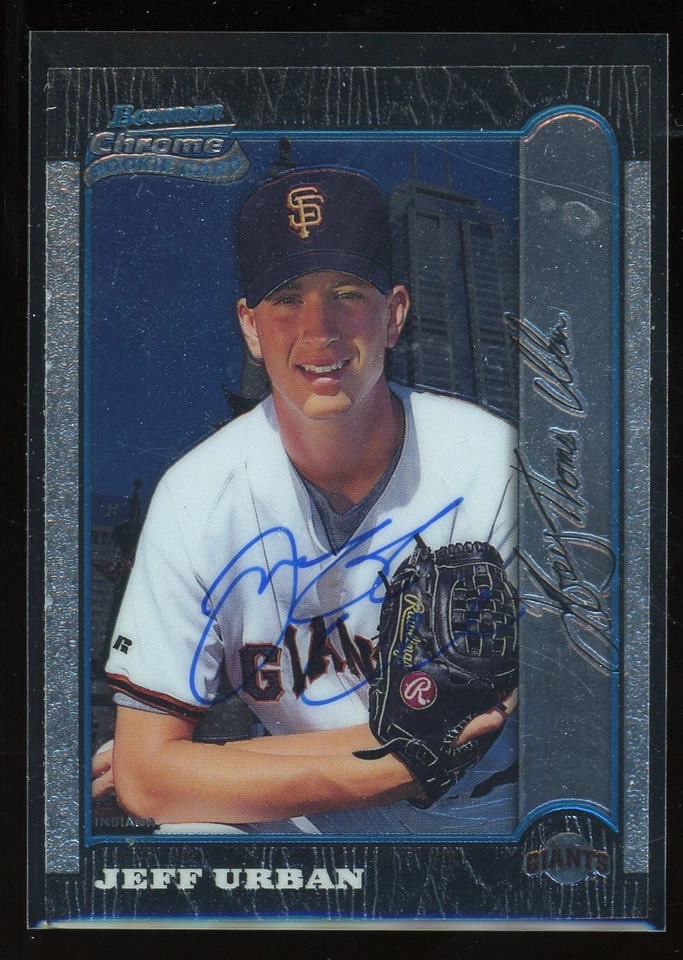 1999 Bowman Chrome JEFF URBAN Signed Card autograph AUTO GIANTS ANDERSON, IN - Image 1 of 1