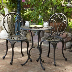 3 Piece Cast Bistro Set Outdoor Patio Set Bistro Table Set for Yard Front Porch - Bild 1 von 13