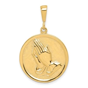 10k Yellow Gold Praying Hands Reversible with Serenity Prayer Pendant 3.78g - Picture 1 of 4