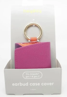 Heyday Faux Leather Case w/Clip fits Apple AirPods Gen 1 & 2 - Orchid/Red/Purple - Image 1 of 4