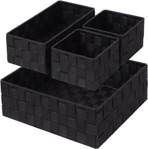 Woven Storage Baskets for Organizing, Small Black Baskets Cube Bin Container Tot - Picture 1 of 12