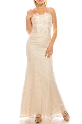 Aidan Mattox Champ Ivory Embroidered Lace Trumpet Dress Size 2 - Image 1 of 4