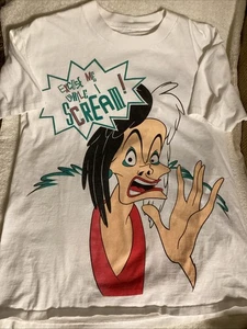 Rare Vintage Disney Villains Cruella 101 Dalmatiner Double Sided Shirt 90s - Bild 1 von 6