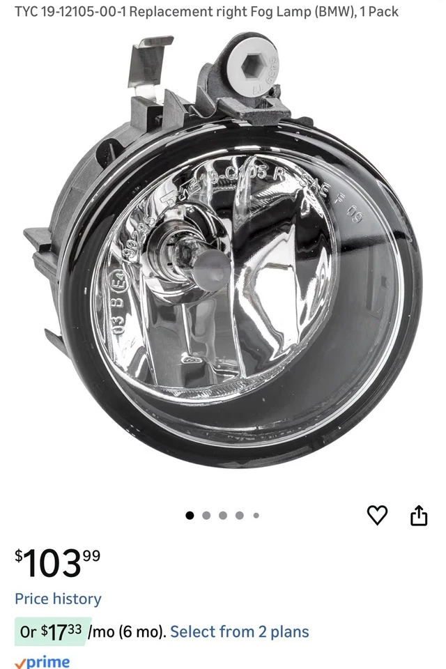 TYC Fog Light Right For BMW X1 X2 X3 X4 X5 X6 F15 F16 F25 F26 F39 F48 M 7238788 - Image 1 of 4