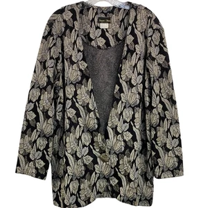 Vintage Stuart Alan Gold and Black Floral Blazer Metallic Jacket - Picture 1 of 6