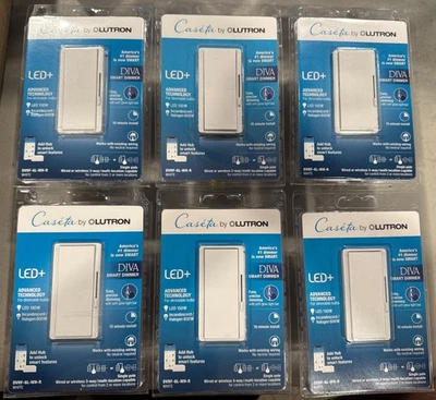 6 NUEVOS SELLADOS Lutron Caseta WiFi DIVA Atenuadores Inteligentes DVRF-6L-Wh-R *BAJO PRECIO* Foto 1 de 2
