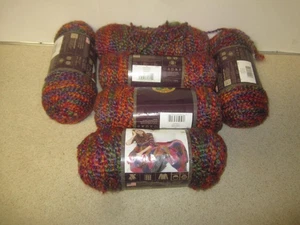 SET BESTEHEND AUS 5 Lion Brand hausgesponnenem Garn 345 korinthisch neu sperrig Knäuel mehrfarbig - Bild 1 von 10