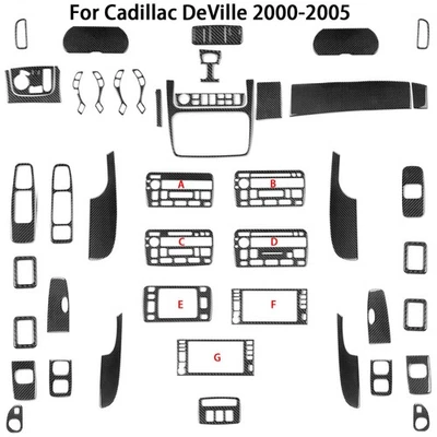 Kits completos de molduras interiores de fibra de carbono real de 44 piezas para Cadillac DeVille 2000-2005 Foto 1 de 4