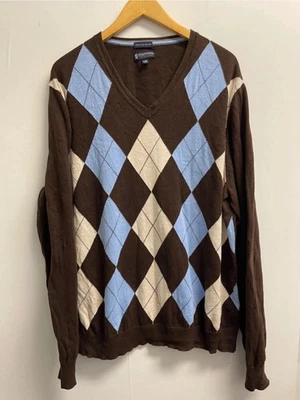 Suéter Pullover Stafford Signature Para Hombre Talla XL Argyle Pima Algodón Marrón Eton Foto 1 de 4