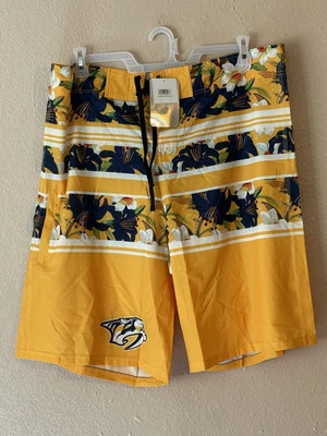 Pantalones cortos de tabla a rayas florales FOCO Nashville Predators 2XL NUEVOS CON ETIQUETAS para hombre Foto 1 de 4