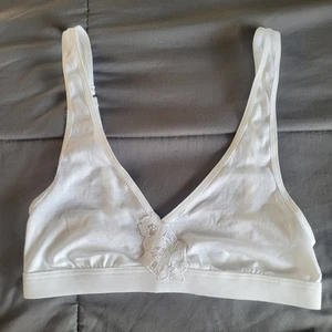 Reggiseno Hanro Michelle cotone ricamato coppa morbida taglia media bianco senza fili nuovo senza etichette - Foto 1 di 5