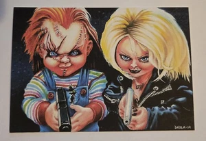 2014 GPK Chucky & Tiffany - Bride of Chucky- DAVE DABILA Artwork Pano Signed - Picture 1 of 2