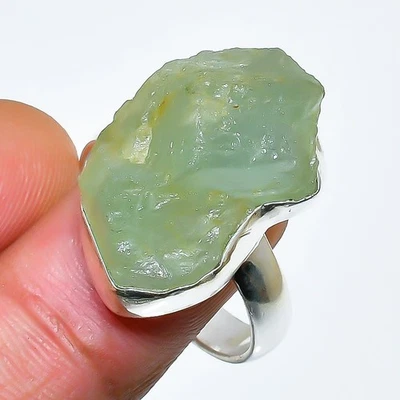 Prehnite Gemstone Handmade 925 Sterling Silver Jewelry Ring Size 10 n848 - Image 1 of 3