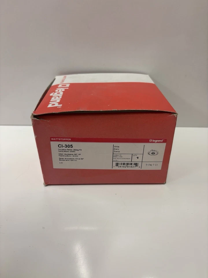 Sensor de ocupación Legrand Wattstopper CI-305 360 grados Montaje en techo PIR 24VDC blanco Foto 1 de 2