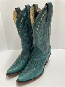 Justin Turquoise Damiana Boots Women’s Size 5 B Western Cowgirl Green Boot L4302 - Picture 1 of 10