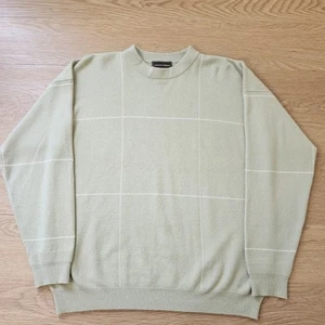 JOHNSTON & MURPHY Sweater Mens Large 100% Cashmere Plaid Preppy Golf Pullover - Picture 1 of 10