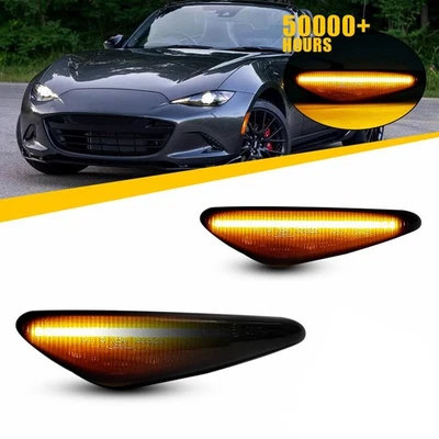 Luz de señalización lateral LED ámbar ahumado lámpara de 2 piezas para Mazda MX5 Miata/RX8 P 2009-2022 Foto 1 de 4