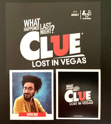 Clue   LOST IN VEGAS   Oliver Gold   Character Card    HASBRO   2018 - Image 1 of 3