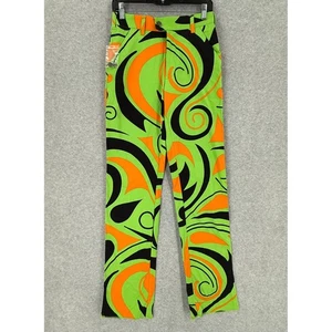Loudmouth Golf Pants Mens 28 Green Orange Swirl Colorful Fun Bright Psychedelic - Picture 1 of 17