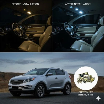 Kit éclairage intérieur LED voiture 6000K pour KIA Sportage 2011-2015 SL ampoule blanche Canbus - Photo 1/4