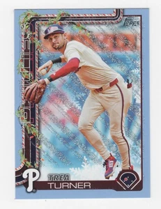 2025 TOPPS HOLIDAY MEGA BASEBALL LIGHT BLUE & WHITE GLITTER TREA TURNER PHILLIES - Picture 1 of 2