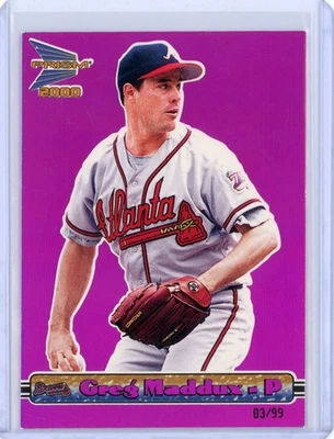 2000 Pacific Prism GREG MADDUX Holographic Purple /99 - Atlanta Braves - Image 1 of 2