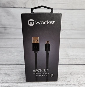 mPower! Flat Micro USB to USB 6ft High Speed Data Sync/Charging Cable NEW - Picture 1 of 3