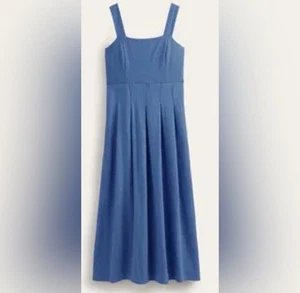Boden Midi Dress Womens Size 16/18 Strappy Blue Seersucker Flowy Causal Spring - Picture 1 of 15