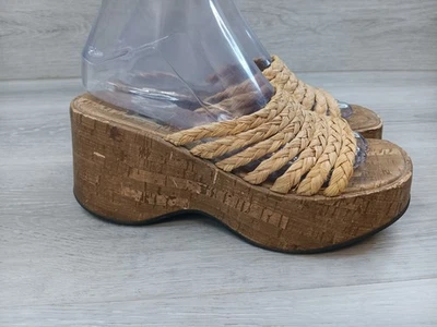 Sandalias de plataforma Arizona vintage para mujer talla 7M marrón grueso alpargata zapatos Foto 1 de 4