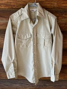 Duxbak Vintage Men’s Shirt Button Up, Long Sleeve, Beige Color, Medium - Picture 1 of 6