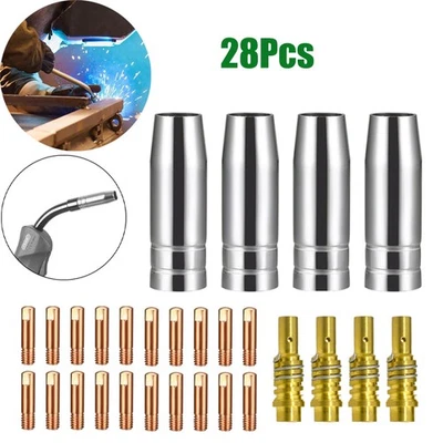 28Pcs MIG/MAG Torch Welding Torch Consumable Spare Parts for MB15 AK15 Welder - Image 1 of 4