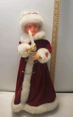 Vela de colección iluminada musical animada señora Santa Claus brazos posables - Funciona Foto 1 de 4