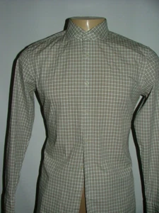 NEW WOT HUGO BOSS DRESS SHIRT SIZE 16 1/2 33 WHITE BROWN BLACK PLAIDS #560 - Picture 1 of 7