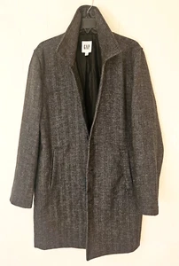 GAP Raglan Top Coat Mens Medium Black Grey 38" Long - Picture 1 of 11