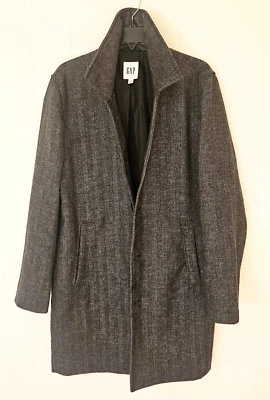 GAP Raglan Top Coat Mens Medium Black Grey 38" Long - Image 1 of 4