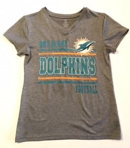 Girl’s NFL Miami Dolphins Football XL 14/16 Grey Team Apparel Shirt Top Logo - Picture 1 of 5