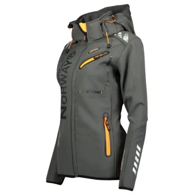 Geographical Norway Women's Softshell Jacket Windbreaker Rain Outdoor Hood - Image 1 of 3
