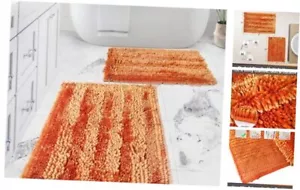 Orange Bathroom Rugs, Fall Bathroom Rugs Set with Non Slip Backing, Luxury - Picture 1 of 6