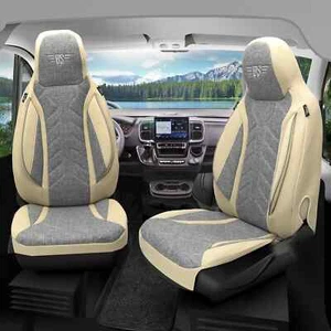 Fundas de asiento de autocaravana adecuadas para Gulf Stream Coach AmeriQuest Clase C gris-beige - Imagen 1 de 13
