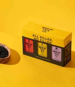Brew Tea co. All Killer No Filler Loose Leaf Metal Tin Gift Set Assam Earl Grey - Picture 1 of 3