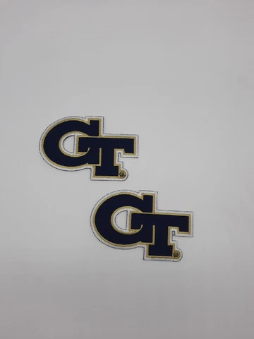 2X GT Georgia Tech Yellow Jackets Embroidered Iron On Patch 5” Navy Blue Cover