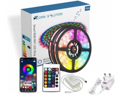 AcornSolution 10M RGB LED Strip Lights Alexa Google WiFi SMD 5050 Room Decor