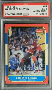 Hakeem Olajuwon Signed 1986 Fleer #82 Autographed Basketball ROOKIE Card PSA - Picture 1 of 3