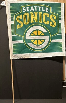 Vintage NBA Seattle Super Sonics 2004 Wincraft Sports Stick Flag RARE - Image 1 of 4