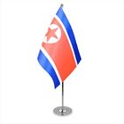 North Korea Satin & Chrome Premium Table Flag 