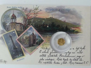 TSCHECHIEN 2020 GOLD COIN PP - HISTORISCHE ANSICHTSKARTEN - PRAG PETRIN-TURM - Picture 1 of 7