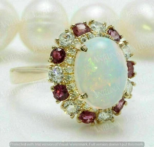2.20 Ct Simulated Oval Fire Opal Halo Engagement Ring 925 Sterling Silver Plated - Picture 1 of 9
