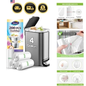 Bolsas de basura pequeñas de 4 galones 200 unidades bolsas de basura fuertes baño cocina - Imagen 1 de 10